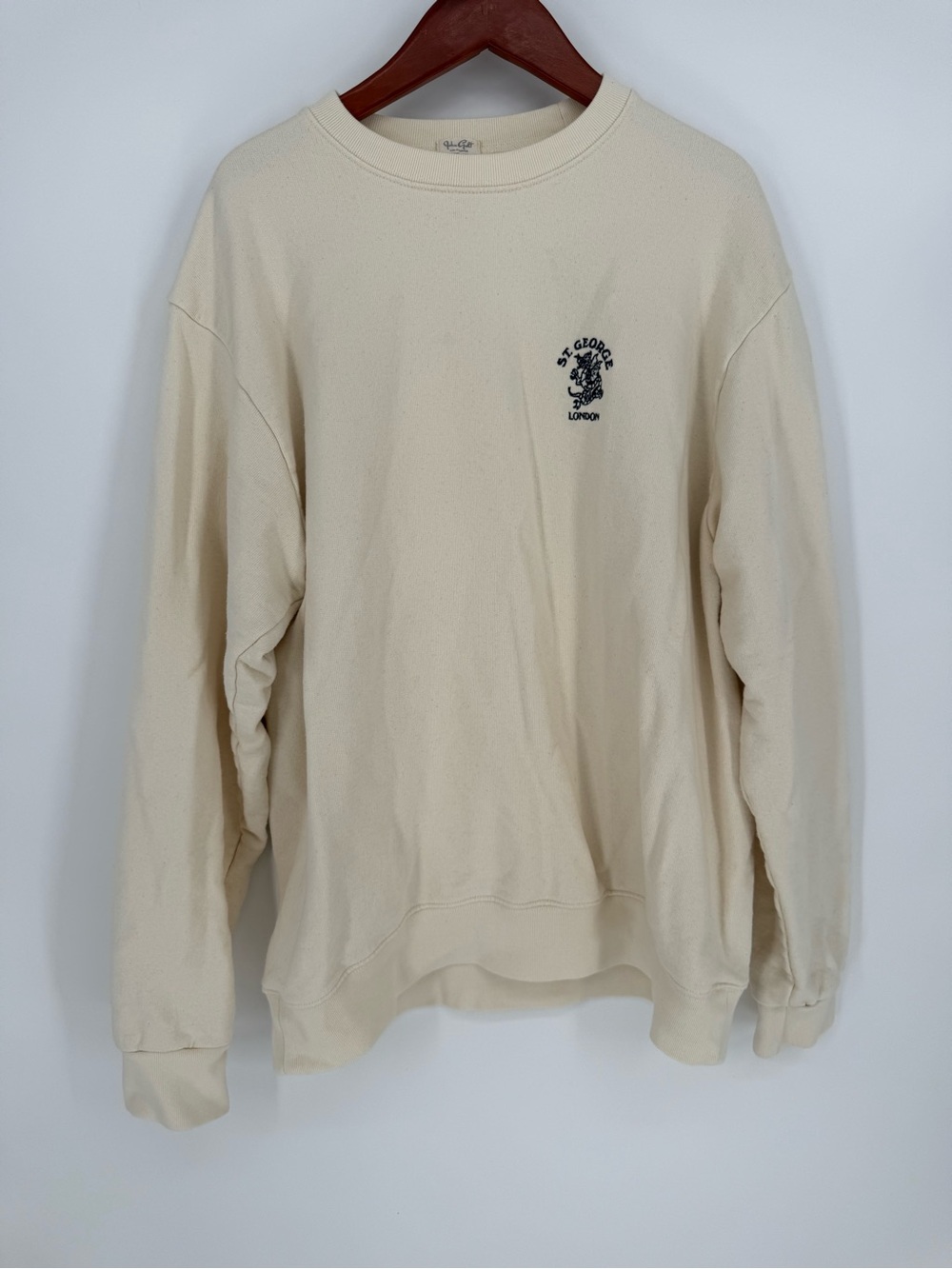John Galt St George London Cream Crewneck Sweatshirt 100% Cotton Size 12 unisex